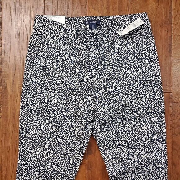 Gap slim city crop pant navy white floral 0 NEW - Picture 2 of 7